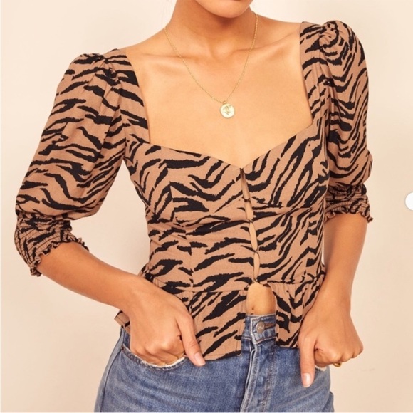 Reformation Tops - Reformation Dallas Bustier Top in Rajah Animal Print New Size 10